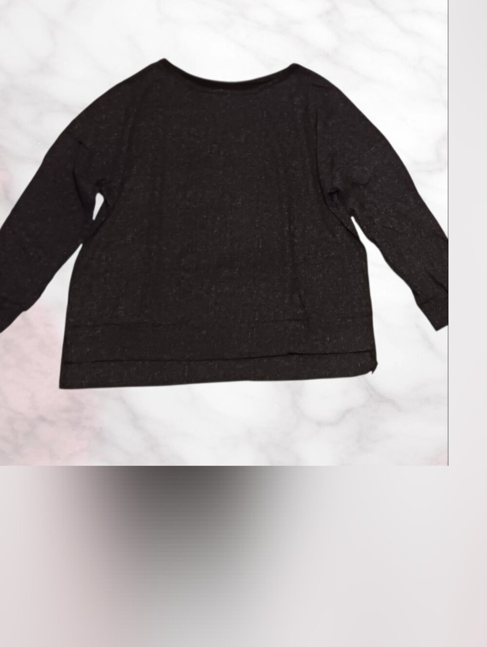 Black Long Sleeve Pullover Waffle StyleFabric. IX New